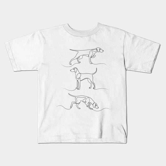 Continuous Line Weimaraners (Light Taupe Background) Kids T-Shirt by illucalliart